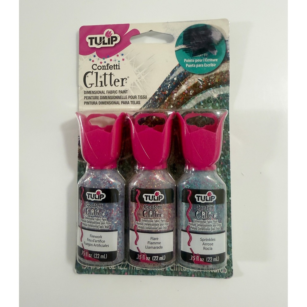 Tulip Confetti Glitter Dimensional‎ Fabric Paint ~ 3 Pack
